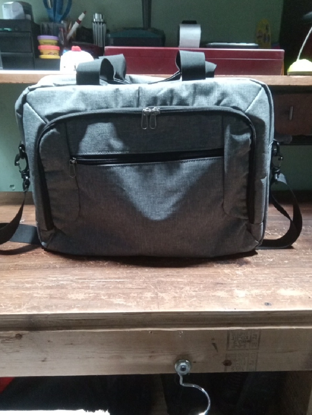 Men's Grey Travel & Work Messenger Bag - Convertible Shoulder/Hand Carry